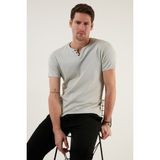 Buratti % 100 Pamuklu V Yaka Slim Fit T Shirt Erkek T SHİRT 5902122 - Taş