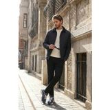 Buratti 497LEROY Kapitoneli Regular Fit Kadife Detaylı Lacivert Erkek Mont