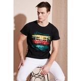 Buratti 541CALIFORNIA24 Siyah Pamuklu Slim Fit Bisiklet Yaka Erkek T Shirt
