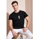 Buratti 541CHANGE24 Siyah Pamuklu Slim Fit Bisiklet Yaka Erkek T Shirt