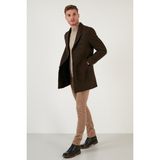 Buratti 5840098 Slim Fit Tek Yırtmaçlı Düğmeli Mono Yaka Camel Erkek Kaban