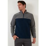 Buratti 5906016 Gri Regular Fit Fermuarlı Dik Yaka Kışlık Şardonlu Erkek Polar
