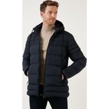 Buratti 649005 - Lacivert Su Itici Slim Fit Soğuğa ve Rüzgara Dayanıklı Kapüşonlu Şişme Erkek Mont