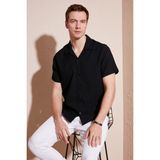 Buratti Apaş Yaka Kısa Kollu Regular Fit Gömlek Erkek Gömlek CF24S117842 - Siyah