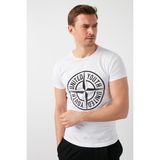 Buratti Baskılı Bisiklet Yaka % 100 Pamuk T Shirt Erkek T Shirt 541PUSULA - Beyaz
