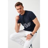 Buratti Baskılı Bisiklet Yaka % 100 Pamuk T Shirt Erkek T Shirt 541PUSULA - Lacivert