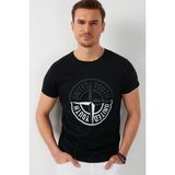 Buratti Baskılı Bisiklet Yaka % 100 Pamuk T Shirt Erkek T SHİRT 541PUSULA - Siyah