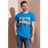Buratti Baskılı Bisiklet Yaka % 100 Pamuklu Slim Fit T Shirt Erkek T SHİRT 541YELKEN24