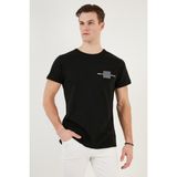 Buratti Bisiklet Yaka % 100 Pamuk Slim Fit T Shirt Erkek T Shirt 541THERE - XL - Siyah