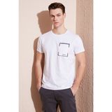 Buratti Bisiklet Yaka % 100 Pamuklu Slim Fit T Shirt Erkek T Shirt 541REWORK - 2XL - Beyaz
