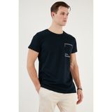 Buratti Bisiklet Yaka Pamuklu Slim Fit T Shirt Erkek T Shirt 541REWORK - Lacivert