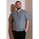 Buratti Büyük Beden Pamuklu Regular Fit T Shirt Erkek T Shirt 5902653B - Açık Haki - 3XL