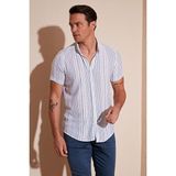 Buratti CF23S116097 İnce Çizgili Düğmeli Yaka Slim Fit Erkek Gömlek