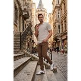 Buratti Çizgili Kısa Kollu Düğmeli Polo T Shirt Erkek Polo T Shirt 5904026 - Kahve - 2XL