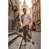 Buratti Çizgili Kısa Kollu Düğmeli Polo T Shirt Erkek Polo T Shirt 5904026 - Kahve - XL
