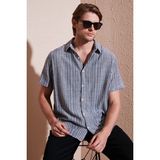 Buratti Çizgili Pamuklu Slim Fit Kısa Kollu Gömlek Erkek GÖMLEK CF23S116097 - XL - Siyah