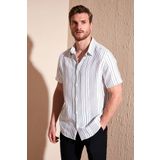 Buratti Çizgili Pamuklu Slim Fit Kısa Kollu Gömlek Erkek Gömlek Cf23s116097