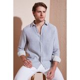 Buratti Çizgili Regular Fit Pamuklu Uzun Kollu Gömlek Erkek Gömlek CF25S129721 - Saks
