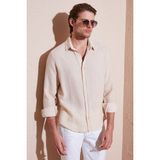 Buratti Çizgili Regular Fit Pamuklu Uzun Kollu Gömlek Erkek Gömlek CF25S129721 - XL - Vizon