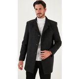 Buratti Düğmeli Kırçıllı Slim Fit Kaşe Erkek Kaban 5840099N Antrasit Noktalı