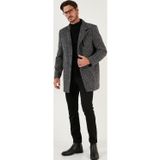 Buratti Düğmeli Kırçıllı Slim Fit Kaşe Erkek Kaban 5840099N Siyah Noktalı