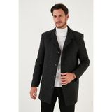 Buratti Düğmeli Kırçıllı Slim Fit Kaşe Kaban Erkek Kaban 5840099N - 2XL - Antrasit