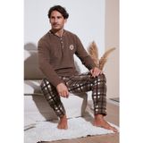 Buratti Ekose Regular Fit Bisiklet Yaka Kışlık Polar Erkek Pijama Takımı 609610013W4 CAMEL