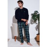 Buratti Ekose Regular Fit Bisiklet Yaka Kışlık Polar Erkek Pijama Takımı 609610013W4 LACİVERT