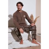 Buratti Ekose Regular Fit Bisiklet Yaka Kışlık Polar Pijama Takımı Erkek Pijama Takımı 609610013W4 - Camel