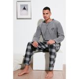 Buratti Ekose Regular Fit Bisiklet Yaka Kışlık Polar Pijama Takımı Erkek Pijama Takımı 609610013W4 - Gri