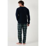 Buratti Ekose Regular Fit Bisiklet Yaka Kışlık Polar Pijama Takımı Erkek Pijama Takımı 609610013W4 - Lacivert