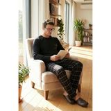 Buratti Ekoseli Cepli Beli Lastikli % 100 Pamuk Regular Fit Pijama Takımı Erkek Pijama Takımı 6572001 - 2XL - Siyah