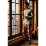 Buratti Ekoseli Cepli Beli Lastikli % 100 Pamuk Regular Fit Pijama Takımı Erkek Pijama Takımı 6572001 - Antrasit - 2XL