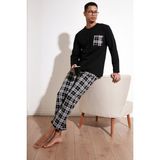 Buratti Ekoseli Cepli Beli Lastikli % 100 Pamuk Regular Fit Pijama Takımı Erkek Pijama Takımı 6572001 - Siyah - Beyaz