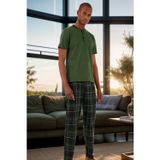 Buratti Ekoseli Pamuklu Regular Fit Kısa Kollu Erkek Pijama Takımı 60961007 YEŞİL