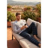 Buratti Ekoseli Pamuklu Regular Fit Yüksek Bel Bisiklet Yaka Erkek Pijama Takımı 6574000 GRİ