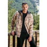Buratti Ekoseli Regular Fit Çıkarılabilir Kapüşonlu Kışlık Erkek Gömlek CF24W126985 BEJ