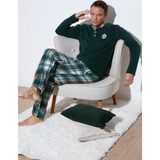 Buratti Ekoseli Regular Fit Düğmeli Bisiklet Yaka Kışlık Polar Erkek Pijama Takımı 60961008 YEŞİL