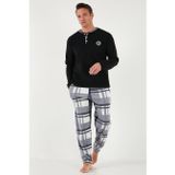 Buratti Ekoseli Regular Fit Düğmeli Bisiklet Yaka Kışlık Polar Erkek Pijama Takımı 60961008