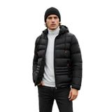 Buratti Erkek Kapüşonlu, Fermuarlı, Cepli, Slim Fit Mont, Siyah, 2XL
