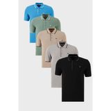 BURATTI Erkek Polo Yaka T-Shirt, 5'li Paket, Slim Fit, Kısa Kollu, Pamuklu, Çok Renkli, S Beden