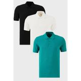 BURATTI Erkek Polo Yaka T-shirt, Regular Fit, Kısa Kol, Pamuklu, 3'lü Paket, Çok Renkli, XL