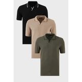BURATTI Erkek Polo Yaka T-Shirt, Regular Fit, Kısa Kollu, 3'lü Paket, Pamuklu, Çok Renkli, S