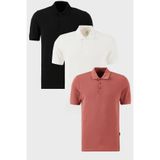 BURATTI Erkek Regular Fit Polo Yaka, Kısa Kollu, Pamuklu T-Shirt, 3'lü Paket, Çok Renkli, XL