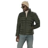 Buratti Erkek Slim Fit Dik Yaka Fermuarlı Şişme Mont, Siyah, XL