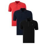 BURATTI Erkek Slim Fit Polo Yaka Kısa Kollu T-Shirt, 3'lü Paket, Çok Renkli, S Beden