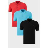 BURATTI Erkek Slim Fit Polo Yaka Kısa Kollu T-Shirt, 3'lü Paket, Çok Renkli, S