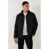 Buratti Kapitoneli Regular Fit Kadife Detaylı Mont Erkek Mont 497LEROY - Siyah