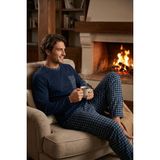 Buratti Kareli Yumuşak Dokulu Regular Fit Uzun Kollu Pijama Takımı Erkek Pijama Takımı 609611060 - Lacivert - Gri