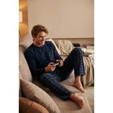 Buratti Kareli Yumuşak Dokulu Regular Fit Uzun Kollu Pijama Takımı Erkek Pijama Takımı 609611060 - Lacivert - XL
